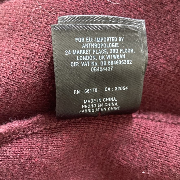 Anthropologie Deep Wine Colored Mock Neck Lace Detailed Sweater Size S - Picture 9 of 10